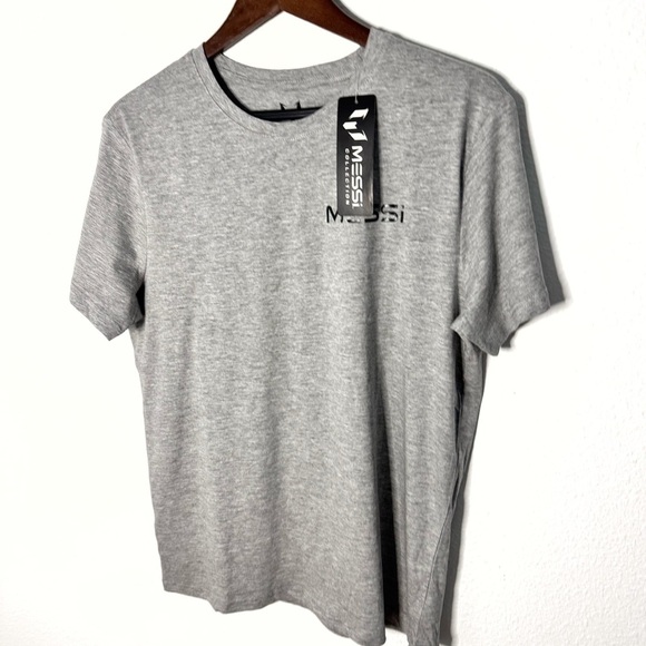 Messi authentic logo number 10 soccer player gray Tshirt size M NWT - Picture 3 of 10